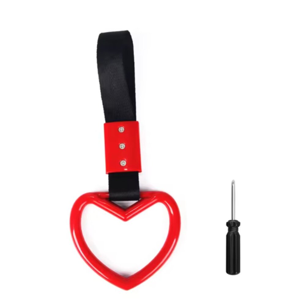 Heart Shape Tsurikawa JDM Bus Handle, Drift Charm, Interior Car Accessory, Red